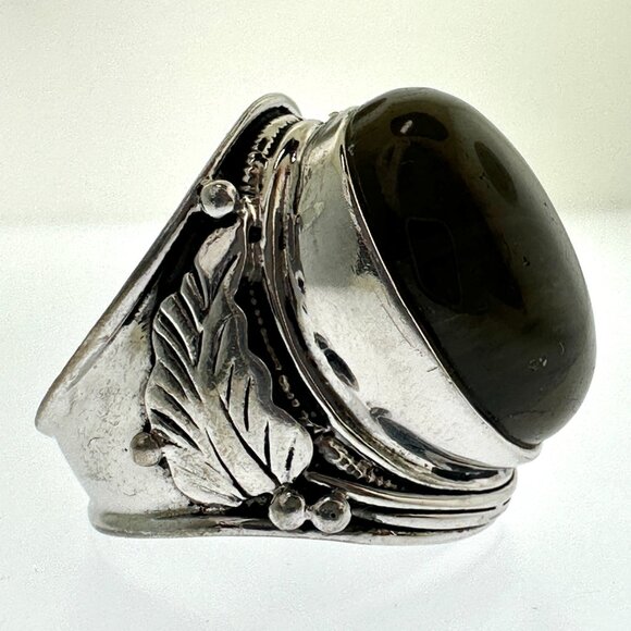 925 Sterling Silver Green Labradorite Statement Ring - Size 8.25 - Picture 3 of 11